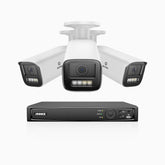HZ804 - 4K 4 Channel 3 Cameras PoE Security System, 4X Optical Zoom, 2.8 - 12 MM Motorized Varifocal Lens, Smart Dual Light Night Vision, Motion Detection 2.0, Built-in Microphone, Siren & Strobe Alarm, Upgraded Version